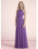 Halter Neck Purple Chiffon Bridesmaid Dress